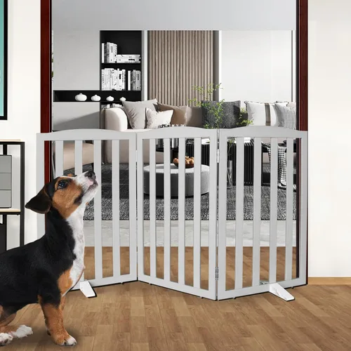 Miniatura 34 de Puerta para Perros Independiente para Interiores, Puerta para Perros Plegable, Puertas para Mascotas para Entradas, Escaleras o Pasillos, Puerta