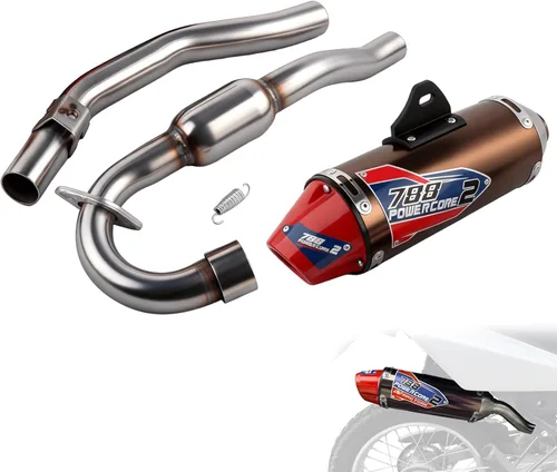 JFG RACING Tubo de escape sin cordones, kit completo de tubo de silenciador de motocicleta para CRF150F CRF230F 2003-2017/TAO TAO TBR7/HAWK 250-Rojo