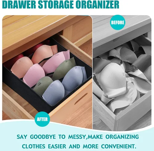 Miniatura 4 de Cajón debajo del gabinete, organizador de ropa de 5 celdas, cubos de almacenamiento plegables para ropa interior, cajones organizadores, cajas