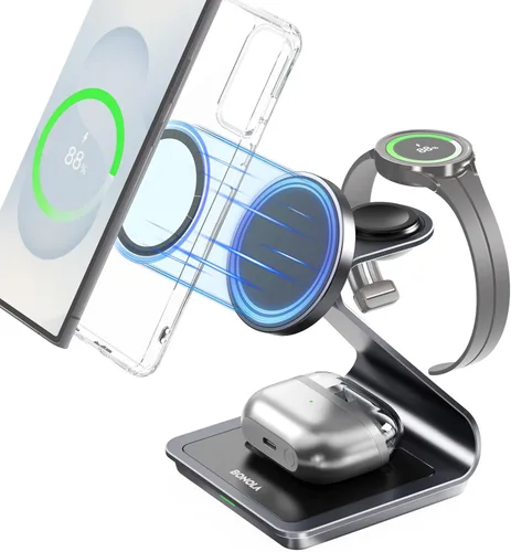Cargador inalámbrico para Samsung: Estación de carga inalámbrica magnética 3 en 1 para Samsung S26 S25 S24 Ultra S23 S22, soporte de muelle de