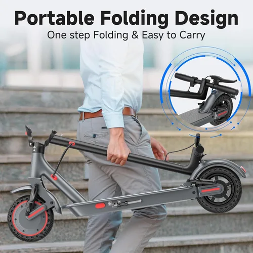 Miniatura 8 de Electric Scooter, Electric Scooter for Adults, 350W/500W Motor, 19 Mph Speed, 15/25 Miles Ranges, 8.5"/10" Solid Tire, Folding E-Scooter Adult rojo