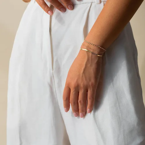 Miniatura 5 de Gold Bracelets for Women, 14K Gold Layered Bracelets Set Dainty Herringbone Chain Paperclip Link Bracelets Gold Cuban Bracelets for Women