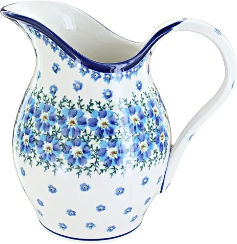 Miniatura 4 de Jarra de tulipanes azules de cerámica polaca rosa azul