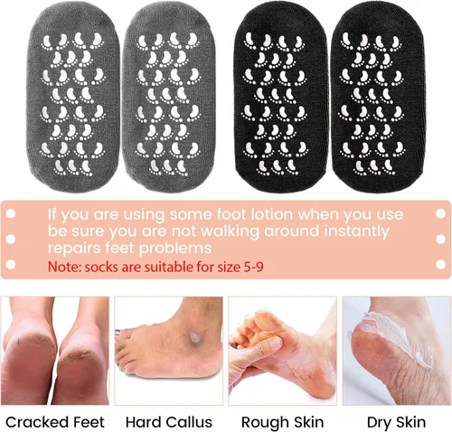 Miniatura 2 de JaGely 6 pares de calcetines hidratantes, calcetines de gel suave para pies secos y agrietados, pieles forradas de gel para el cuidado de los pies