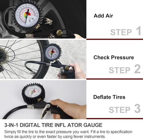 Miniatura 3 de Hausse Kit de accesorios para compresor de aire de servicio pesado, pistola sopladora de aire y accesorios de manguera de aire, kit de herramientas