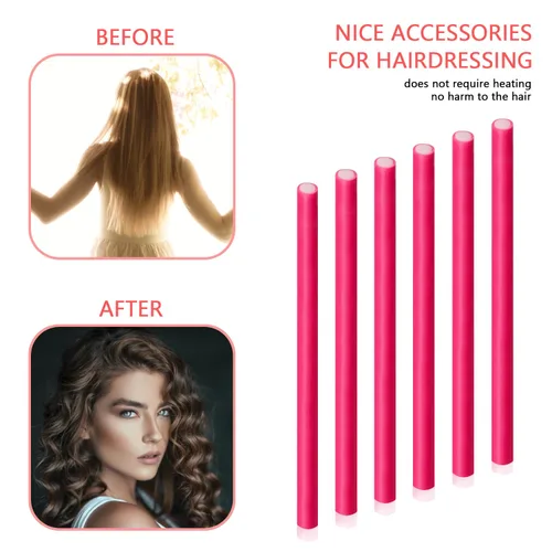 Miniatura 4 de 60 varillas rizadoras flexibles, 9.45 x 0.31 pulgadas, rodillos de espuma para cabello largo y corto, para mujeres y niñas, rizadores de pelo sin
