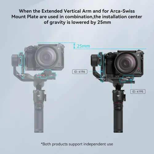Miniatura 5 de SmallRig Brazo vertical extendido para DJI RS 3 mini, placa de montaje de extensión para DJI RS 3 Mini - 4196