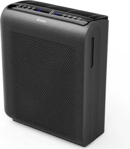 AROEVE MK07 - Purificadores de aire para dormitorio, hogar, habitación grande de hasta 1504 pies cuadrados, filtro de 5 capas para alergias al Negro