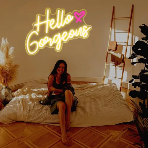 Miniatura 6 de DAKABUKA Letrero de neón Hello Gorgeous, luces LED de neón blancas cálidas para decoración de casa, boda, cumpleaños, despedida de soltera, fiesta
