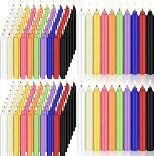 MTLEE Paquete de 300 velas sin goteo de 4 pulgadas para lanzar campanadas, hechizos, rituales, curación, trabajo mágico (colores surtidos)