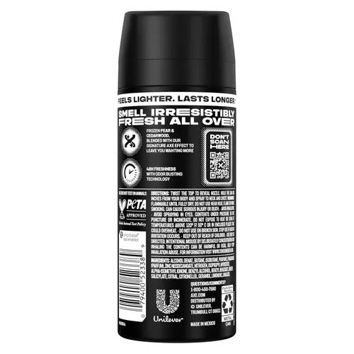 Miniatura 2 de AXE Body Spray 4 unidades, color negro, 48 horas, sin aluminio fresco, 2.9 onzas