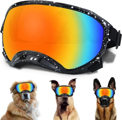 Miniatura 25 de Gafas de sol grandes para perros con correa ajustable, protección UV, a prueba de victorias, adecuadas para perros medianos y medianos