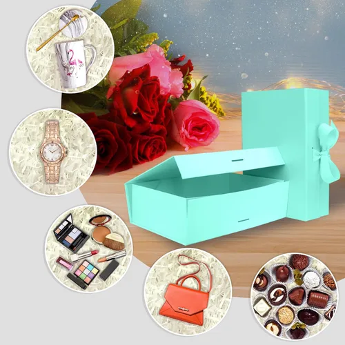 Miniatura 5 de DaiUni Caja de regalo magnética verde de 10.5"X7.5"X3.1" con tapa y cinta para regalos