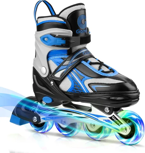 Gonex Patines en línea para niñas y niños, patines ajustables para exteriores, patines en línea para niños, adolescentes y mujeres con ruedas Azul