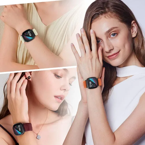 Miniatura 8 de Enkic Paquete de 10 correas elásticas de nailon compatibles con Fitbit Versa 4/Sense 2/Versa 3/Sense, correas elásticas ajustables para mujeres