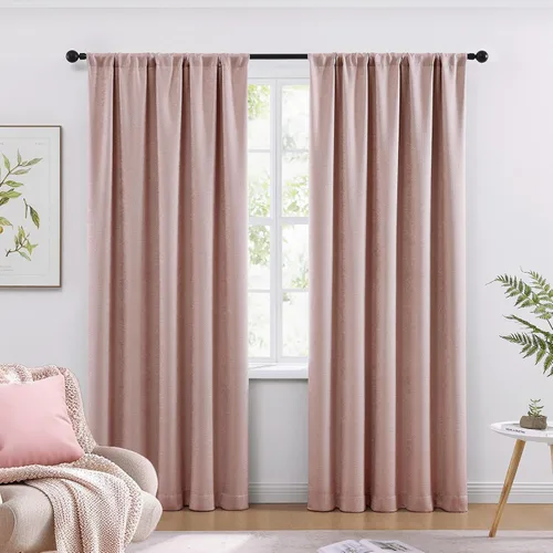 Miniatura 18 de WRENSONGE Cortinas opacas para dormitorio, cortinas opacas negras de 63 pulgadas de largo para sala de estar, ventanas, cocina, habitación, cortinas