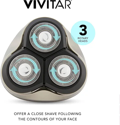 Miniatura 4 de VIVITAR Afeitadora giratoria metálica inalámbrica de 3 cabezales, afeitadora giratoria eléctrica inalámbrica para hombres con tres cabezales