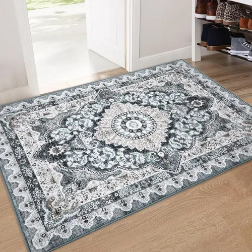 Miniatura 12 de FairOnly Alfombra bohemia lavable de 2 x 6 pies, estilo vintage, envejecida, tribal, antideslizante, no desprende pelusa, suave, plegable, alfombra