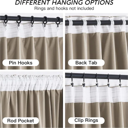 Miniatura 4 de RYB HOME - Cortinas de terciopelo beige camel, oscurece habitación, múltiples opciones de montaje, fondo de felpa resistente, para dormitorio