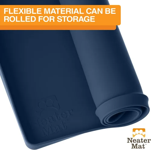 Miniatura 9 de Neater Pet Brands Neater Mat - Tapetes para mascotas para comida y agua, tapete para tazón de gato y perro, de silicona impermeable, bandeja de Azul