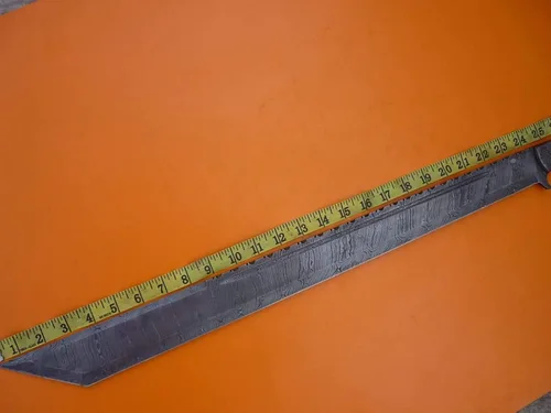 Miniatura 5 de Espada. ¡Rara! Espada de machete de acero de Damasco forjada a mano. ¡Espada de caza gladiosa! Espada de caza con funda de cuero. Espada