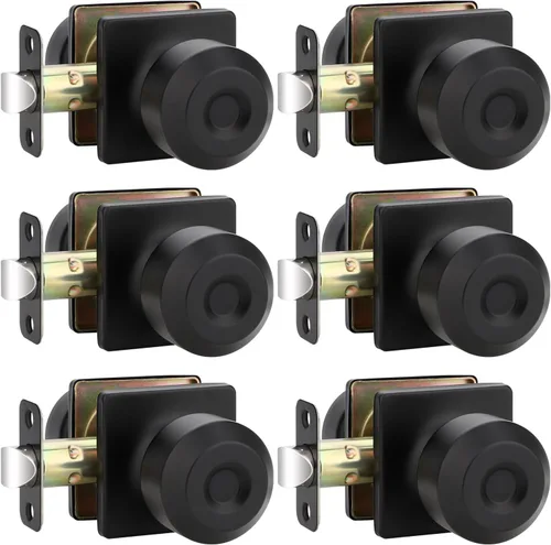 Miniatura 30 de EHOMEWARE Paquete de 2 pomos de puerta interiores, manija de puerta negra con cerradura, pomo de puerta de dormitorio/baño sin llave, pomo redondo