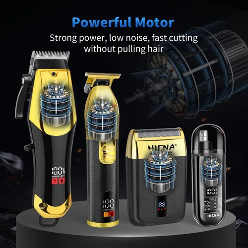 Miniatura 2 de HIENA PRO Juego de cortapelos profesional, kit de peluquero inalámbrico y juego de corte de cabello, afeitadoras eléctricas de aluminio