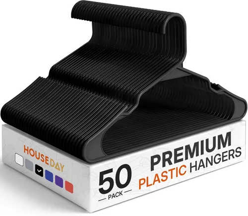 Miniatura 17 de HOUSE DAY Perchas de Plástico Premium Paquete de 10, Perchas para Ropa que Ahorran Espacio, Colgador Resistente para Abrigos - Organizadores