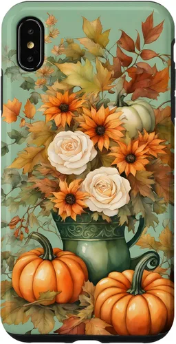 Miniatura 11 de Vintage Autumn Flower Fall Pumpkin Teal Case for iPhone 17