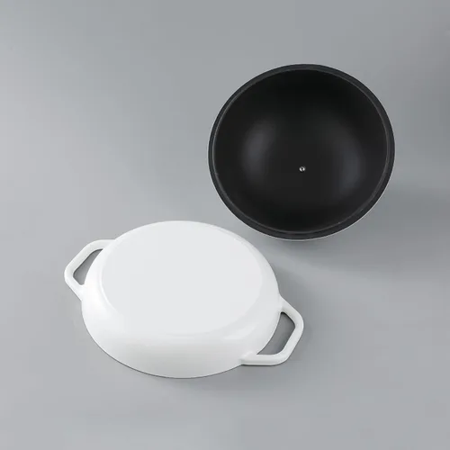 Miniatura 4 de HAWOK Horno de pan de hierro fundido con tapa Cloche, diámetro 9.8 pulgadas/9.8 in, 1.5 cuartos de galón, bandeja para hornear de masa madre, blanco