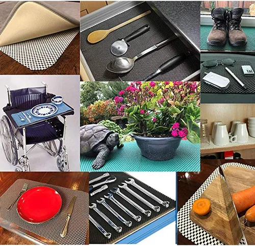 Miniatura 6 de Forro para Estantes Forro para Cajones Tapete Antideslizante Forros para Estantes 12" X 6.5' Patrón de Cuadrícula PVC No Adhesivo Forro con Agarre