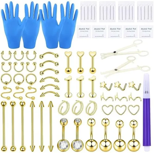 Xpircn - Juego de piercings de acero inoxidable 316L, anillo para el ombligo, piercing para la oreja, nariz, septum, joyería para piercings, 20G,