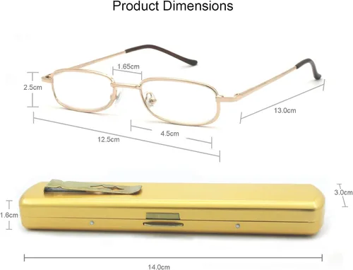 Miniatura 6 de Gafas de lectura de metal portátiles ligeras con estuche de bolsillo para hombres y mujeres