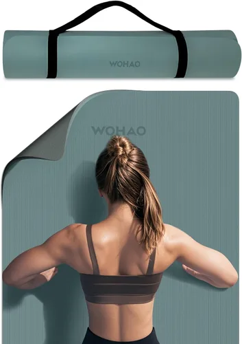 Miniatura 7 de Tapete de yoga extra grueso de 0.315 pulgadas, 72 x 28 pulgadas, tapete de ejercicio antideslizante, reversible de 2 lados de doble