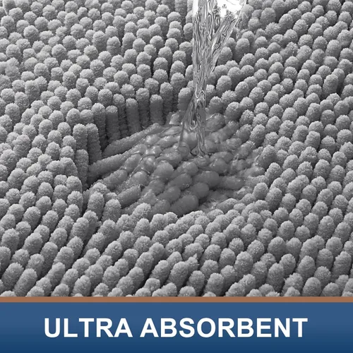 Miniatura 4 de Smiry Juego de 2 alfombras de baño, felpilla suave y absorbente, lavable a máquina, antideslizantes, para bañera, ducha y suelo