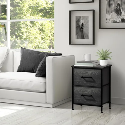 Miniatura 6 de Sorbus Cómoda de mesita de noche con 2 cajones de madera sintética, mesita de noche con almacenamiento para dormitorio, sala de estar, armario