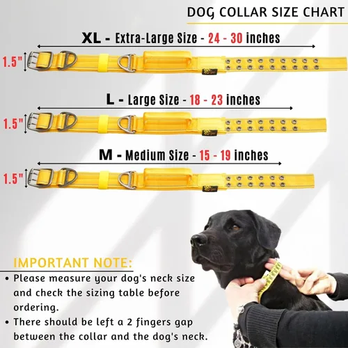 Miniatura 2 de ADITYNA Collar para Perros de Servicio Pesado para Perros Grandes - Collar Amarillo Reflectante con Asa para Entrenamiento y Caminata - Ancho