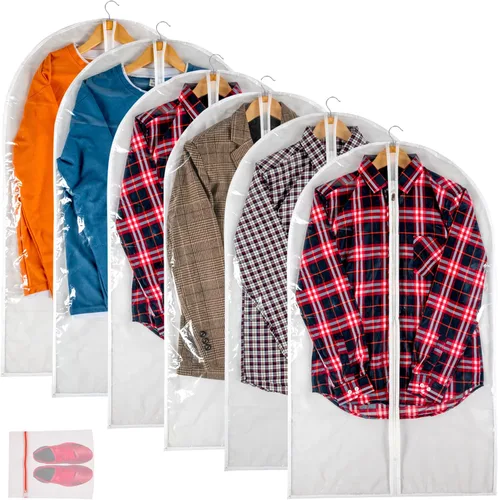 Miniatura 10 de Bolsa de ropa transparente para almacenamiento en el armario, bolsas de vinilo para colgar ropa, bolsas cortas para colgar ropa, fundas de abrigo