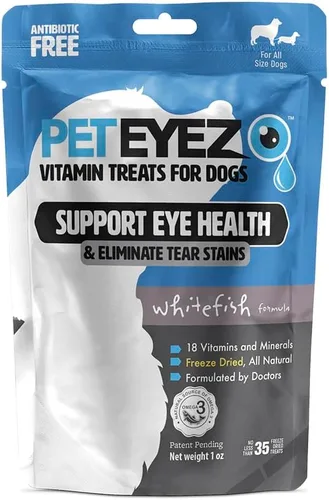 PetEyez Vitamina eliminadora de manchas de lágrimas para perros, ayuda a la salud ocular y reduce la picazón y la acumulación de manchas de