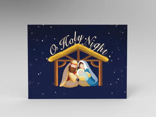 Miniatura 4 de Tarjeta de Navidad religiosa desplegable con luz y música, tarjeta de felicitación abierta Reproduce instantáneamente la canción clásica: Joy to the
