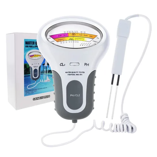 Medidor de cloro y pH 2 en 1 para piscina, medidor de nivel CL2 de mano Prueba de análisis de calidad de agua de spa Analizador de monitor de