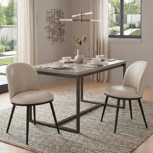 Miniatura 12 de KISLOT Juego de 2 sillas de comedor, sillas de cocina modernas tapizadas con respaldo ergonómico, cojín de tela y patas de metal curvas de dibujo