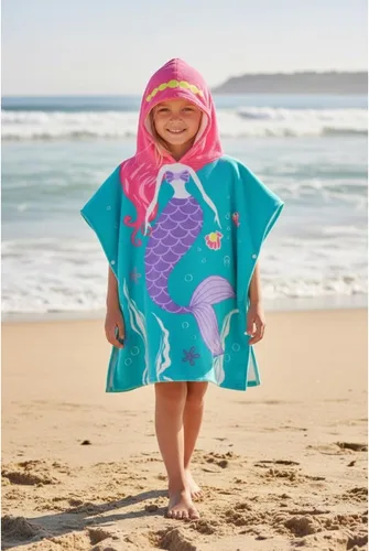 Miniatura 14 de Toalla de playa absorbente con capucha para niños y niñas, toalla de baño de microfibra con broches laterales (unicornio, 4-5)