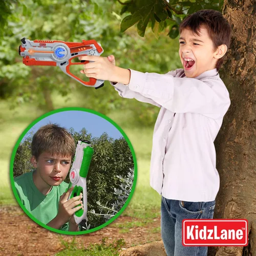 Miniatura 2 de Kidzlane Juego de 4 pistolas láser para niños y adultos, juego de etiquetas láser infrarrojo con rango de 130 pies, 4 modos de equipo y pistola