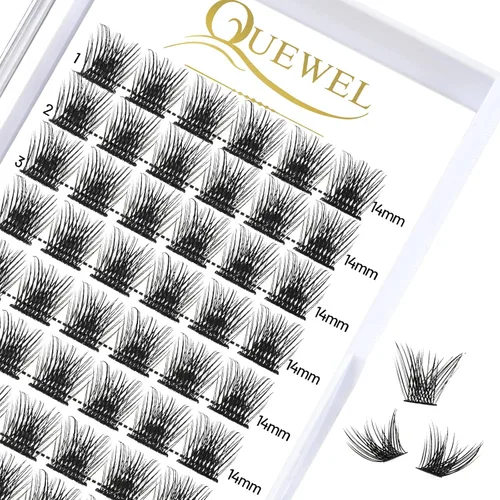 Miniatura 30 de QUEWEL Kit de extensión de pestañas DIY, racimos de pestañas 3D con 280 piezas, racimos de pestañas mixtas de 10-16 mm (30+40+50D), pinzas