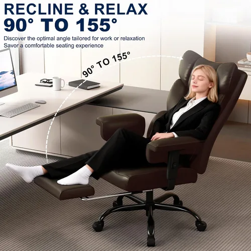 Miniatura 4 de Misolant Silla de oficina grande y alta con reposapiés, silla de escritorio ejecutiva de respaldo alto con reposabrazos de elevación ajustable