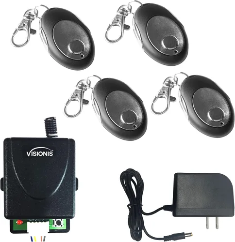 Receptor inalámbrico RF 12V 1CH con 4 transmisores de control remoto de 315 Mhz para puerta de puerta de garaje, abridor de control de acceso, relé