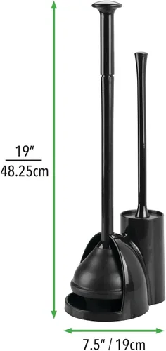 Miniatura 4 de mDesign Juego oculto de émbolo y cepillo para taza de inodoro - Combo con soporte - Colección Aura - Negro