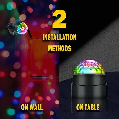 Miniatura 7 de Apeocose Paquete de 2 luces de fiesta de bola de discoteca activadas por sonido con control remoto, 12 modos de luces estroboscópicas para escenario