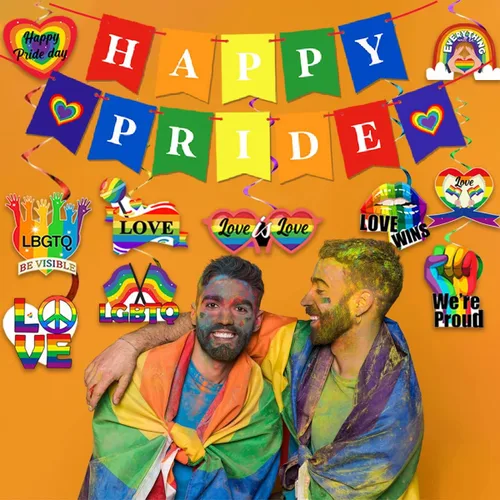 Miniatura 4 de Suministros para el Día del Orgullo Gay: decoración de remolinos colgantes de amor es amor, cartel de feliz día del orgullo para decoración de techo